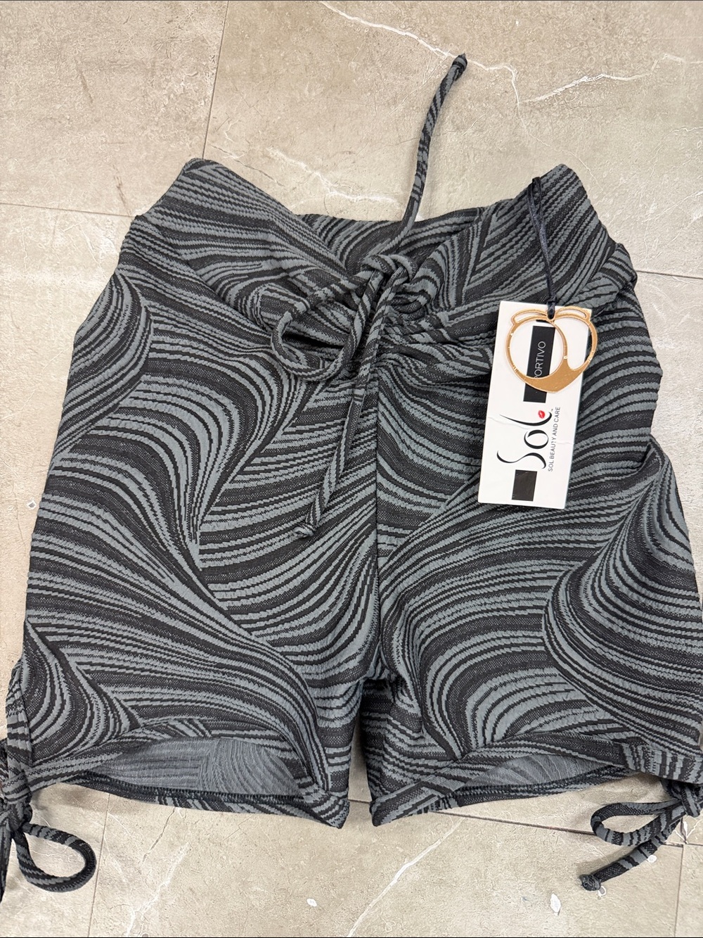 SOL Gray Swirl Drawstring Athletic Shorts for Women